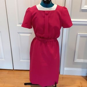 Vintage Magenta Pink Ruffle 1950s style Midi Dress